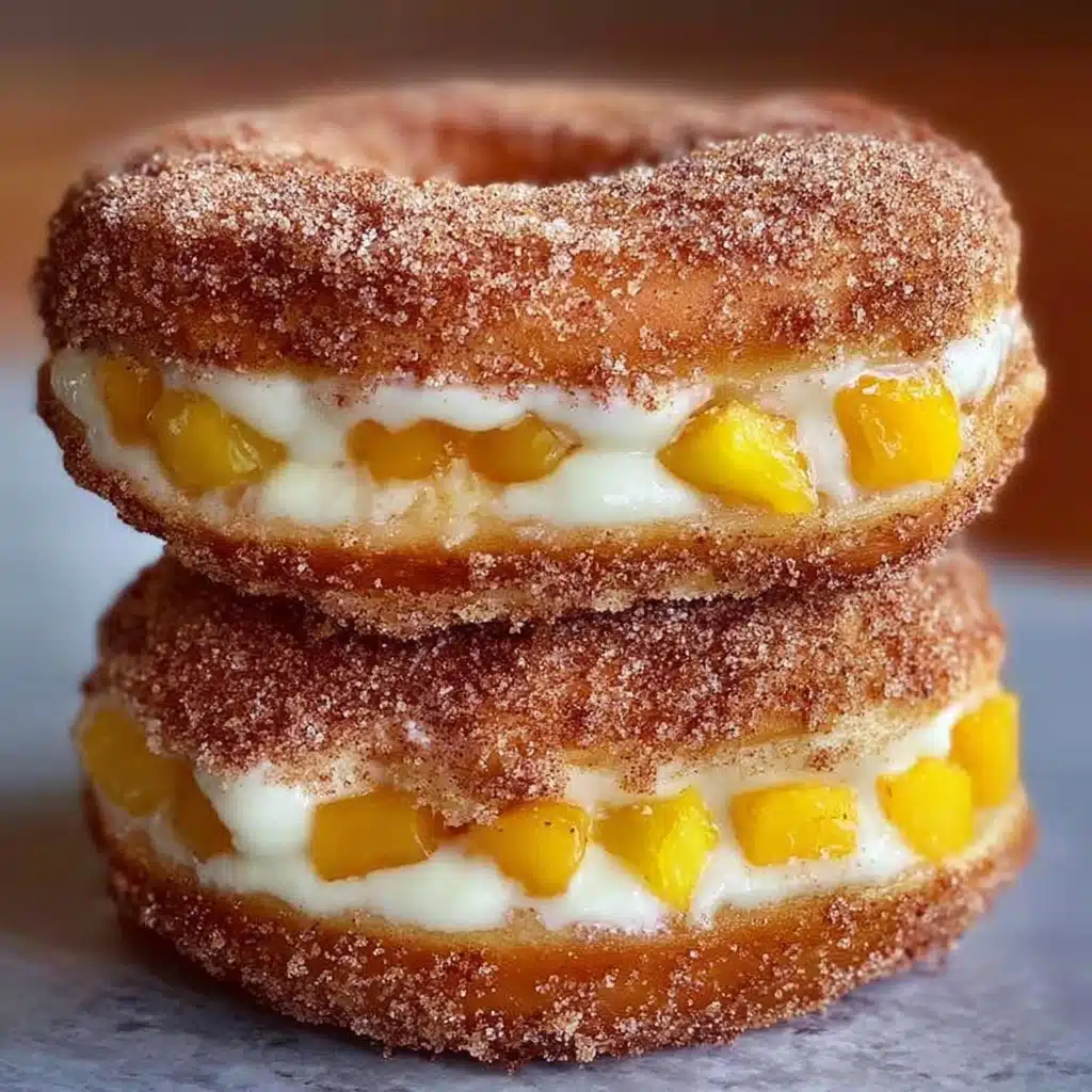 Peach Cobbler Cheesecake-Stuffed Donuts Recipe