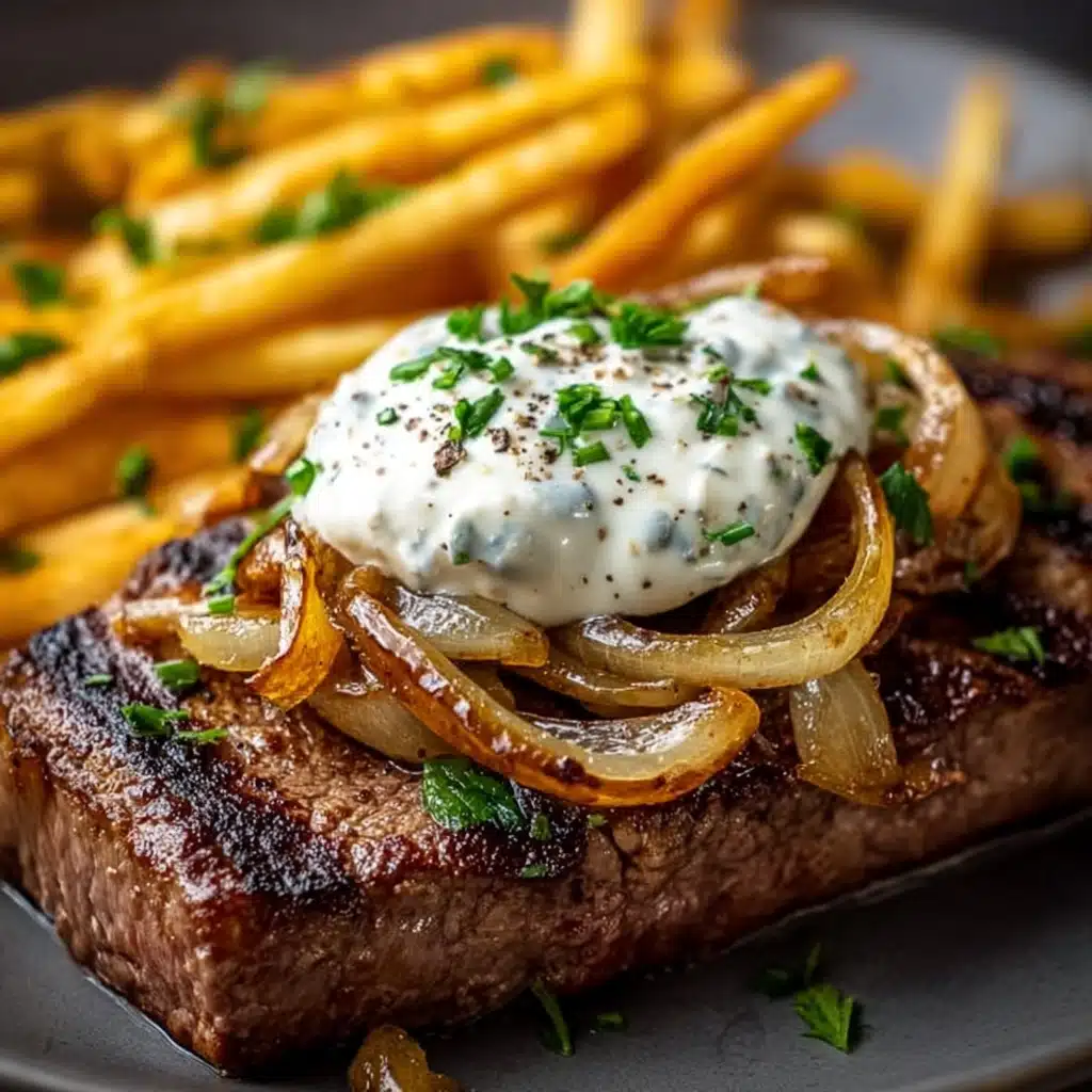 Grilled Steak with Caramelized Onions Recipe
