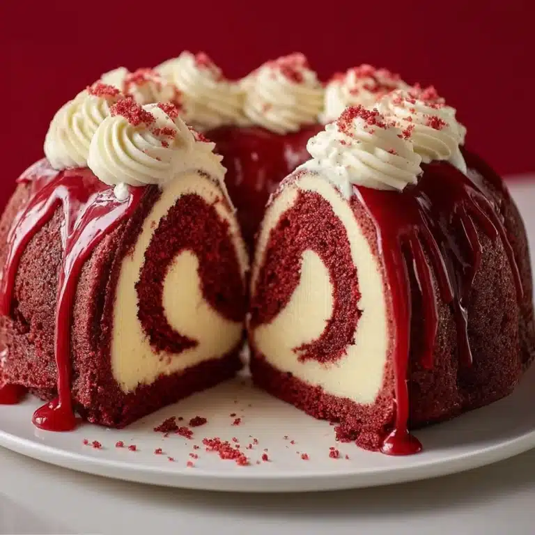 Layered Red Velvet Cheesecake Bundt Cake Recipe