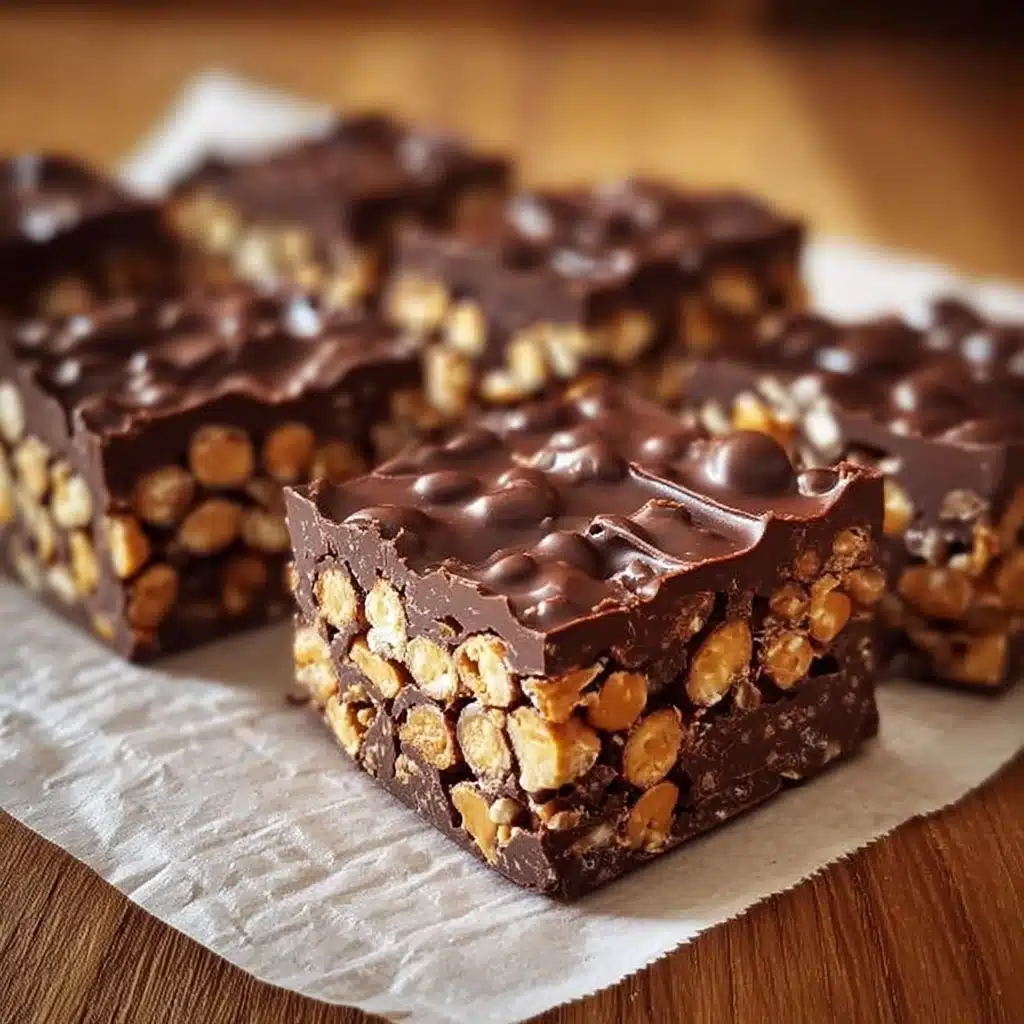 Healthy No-Bake Chocolate Peanut Butter Crunch Bars Recipe - Recipe Image