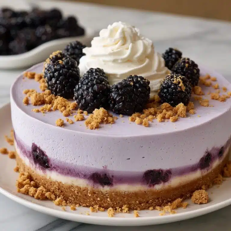 No-Bake Blackberry Ube Cream Cake Recipe