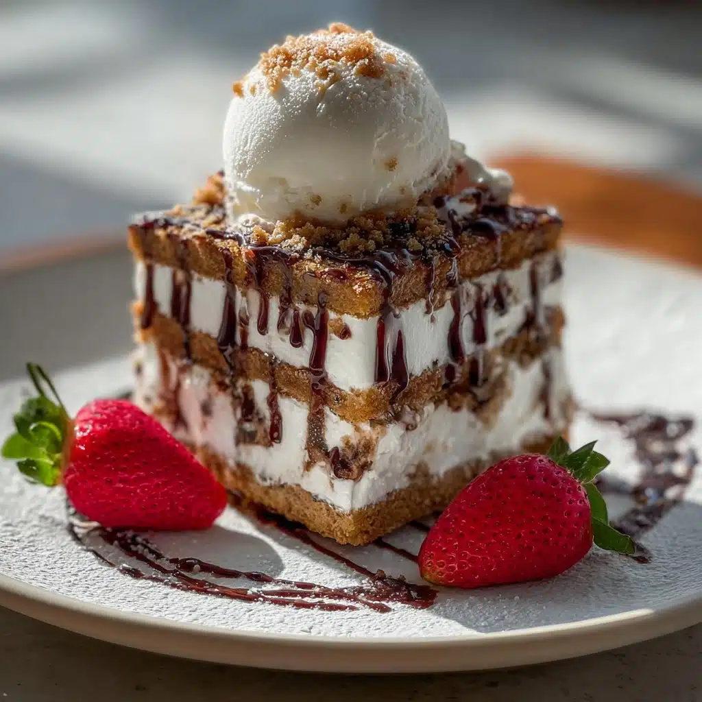 No-Bake Ice Cream Sandwich Cake with Chocolate Drizzle Recipe