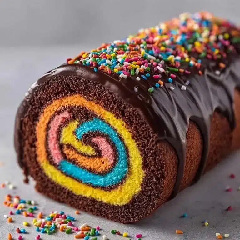 Chocolate Rainbow Roll Cake Recipe