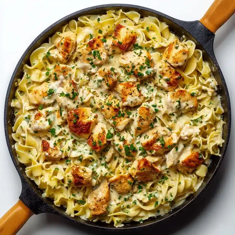 One-Pan Creamy Garlic Butter Chicken with Egg Noodles Recipe