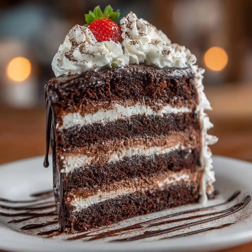 Chocolate Layer Cake with Whipped Cream & Strawberry Recipe - Recipe Image
