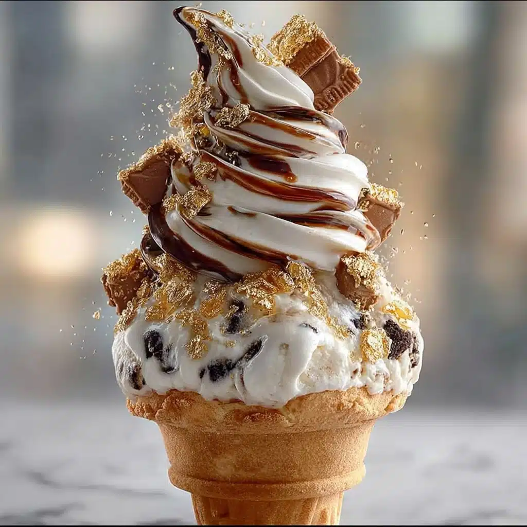 Deluxe Caramel-Chocolate Crunch Ice Cream Cone Recipe - Recipe Image