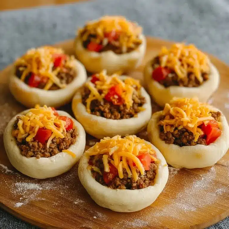 Loaded Taco Pizza Bombs with Queso Drizzle Recipe