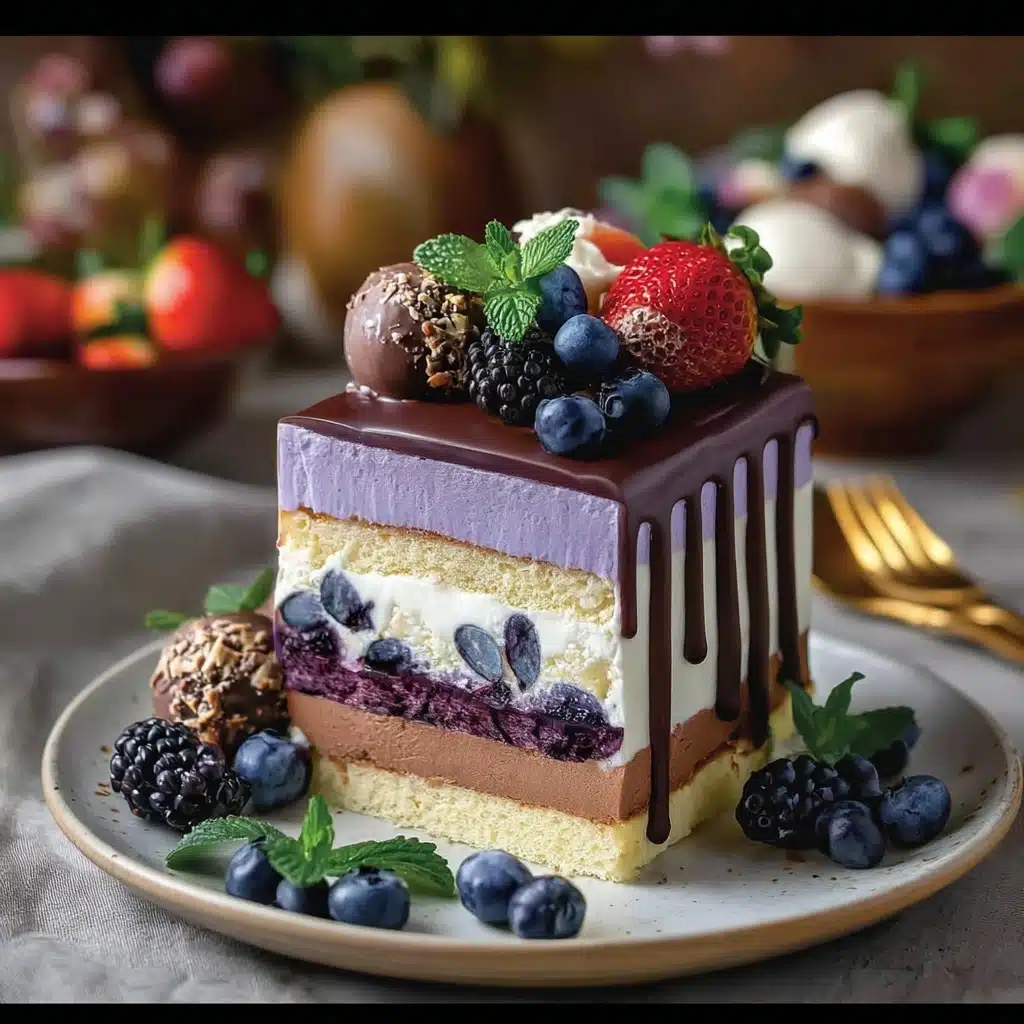 Triple Layer Mousse & Berry Cake Recipe - Recipe Image