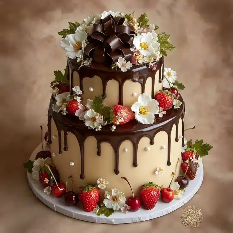 Chocolate Drip Strawberry Celebration Cake Recipe