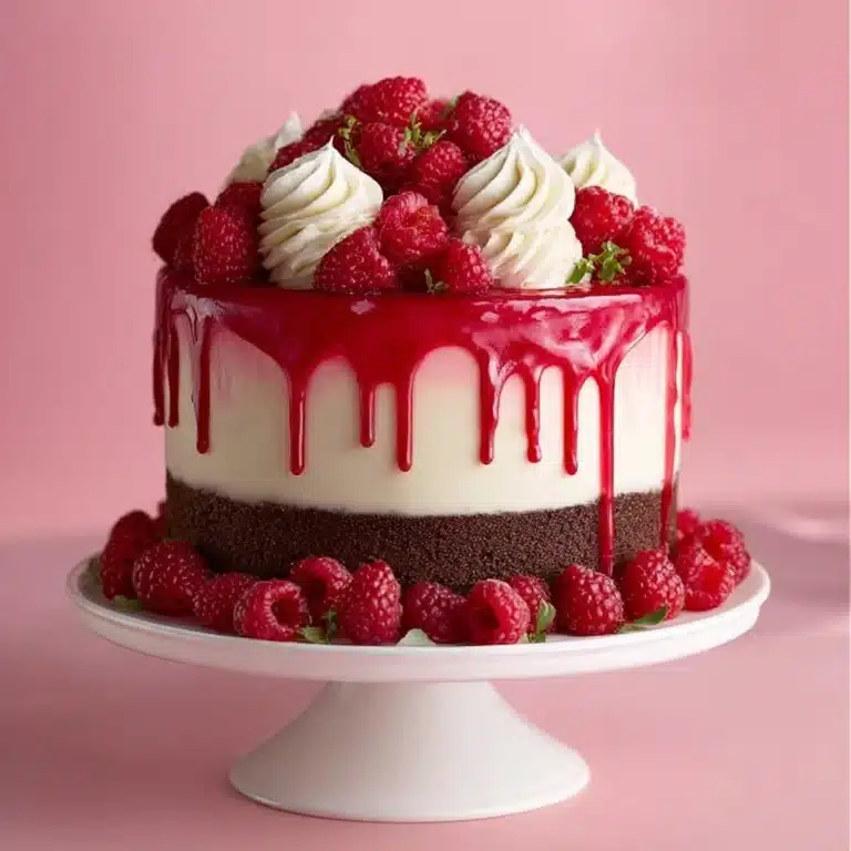 Strawberry Cream Layer Cake with White Chocolate Drip Recipe