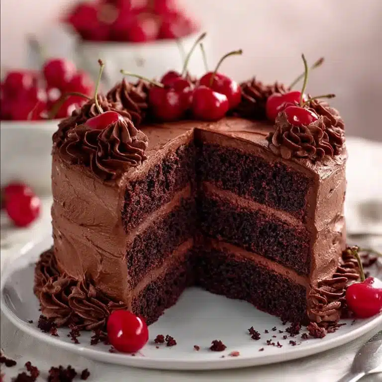 Summer Chocolate Cherry Luxe Cake Recipe