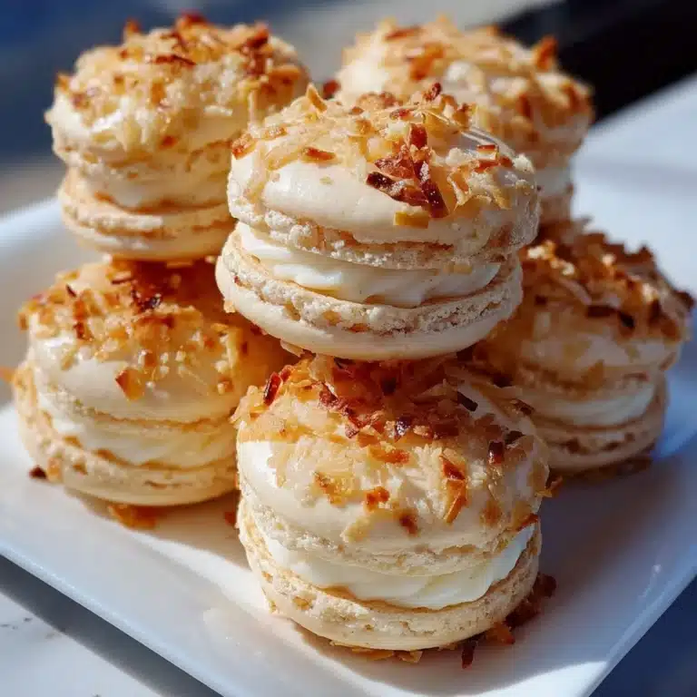 Toasted Coconut Snowball Macarons Recipe