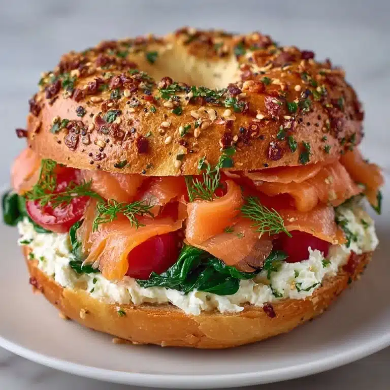 Bagel Sandwich with Smoked Salmon & Dill Cream Recipe