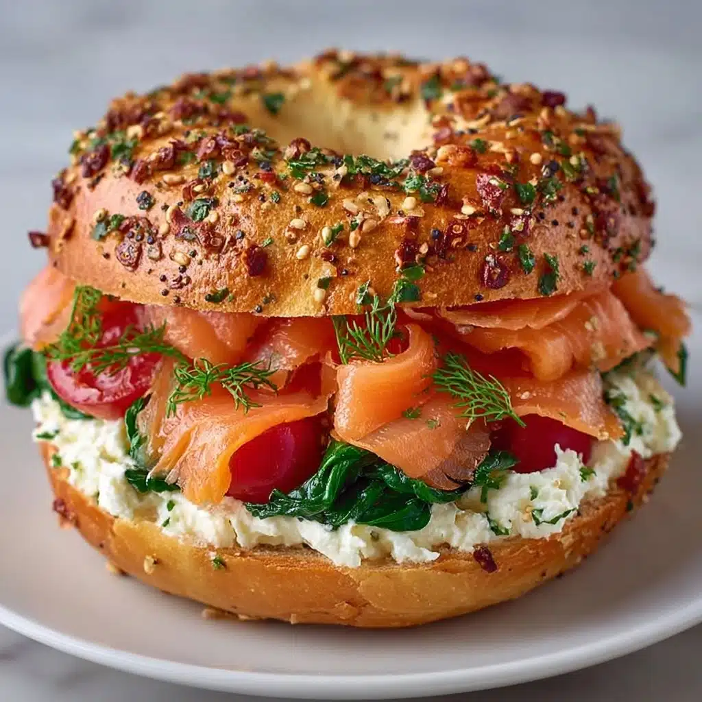 Bagel Sandwich with Smoked Salmon & Dill Cream Recipe - Recipe Image