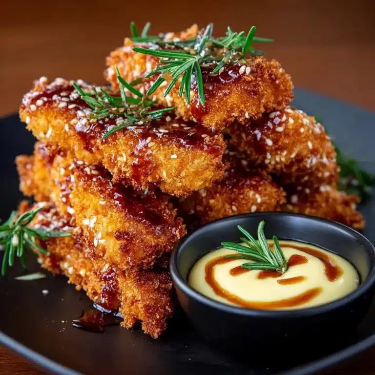 Sticky Honey Teriyaki Chicken Strips with Creamy Dip Recipe