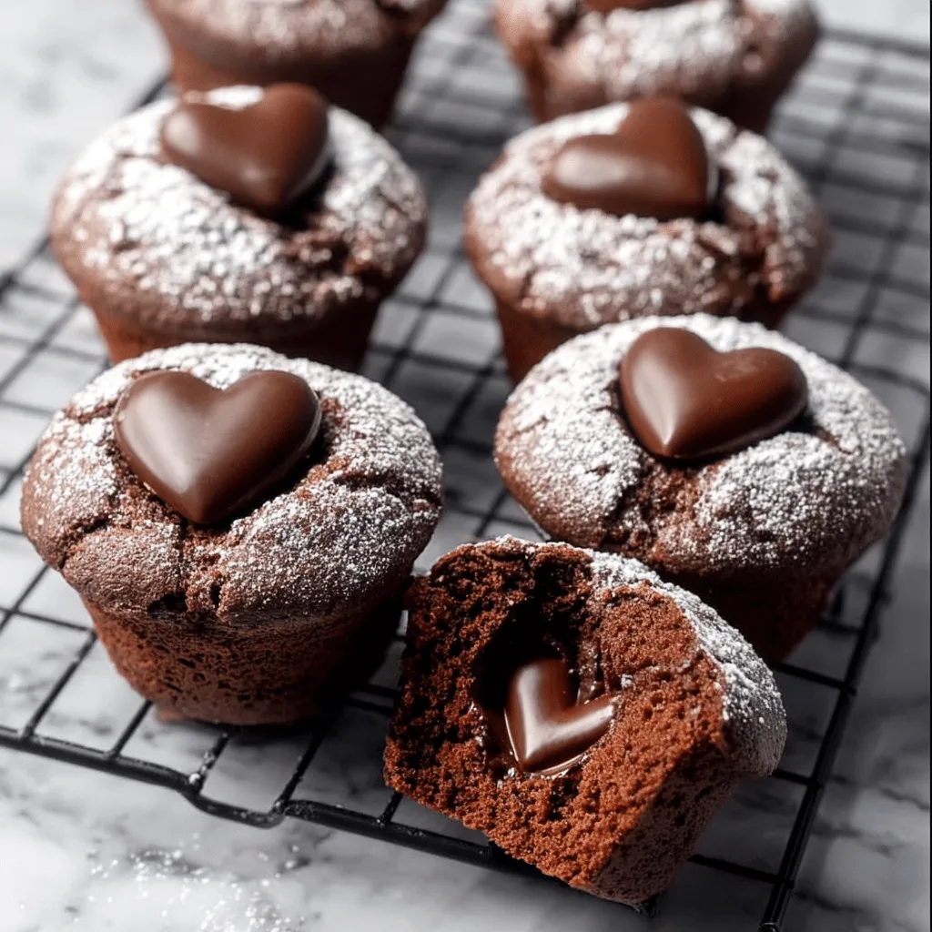 Gooey Chocolate Heart Muffins Recipe - Recipe Image