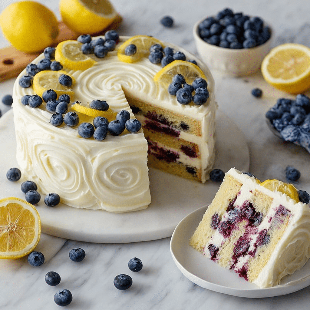 Lemon Blueberry Layer Cake Recipe - Recipe Image