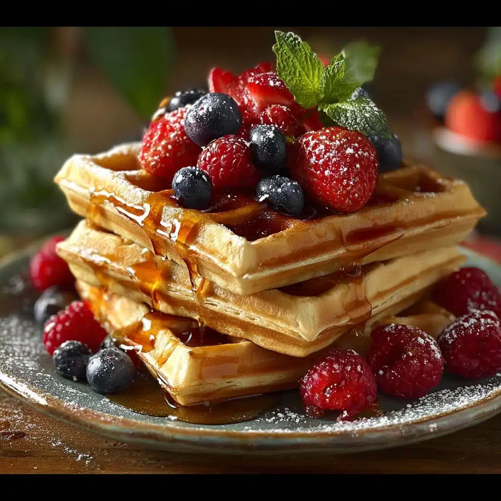 Crispy Waffles with Fresh Berries and Maple Syrup Recipe - Recipe Image