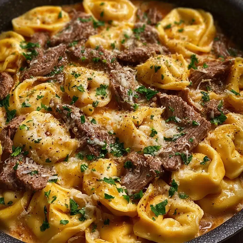 Philly Cheesesteak Tortellini with Creamy Provolone Sauce Recipe - Recipe Image