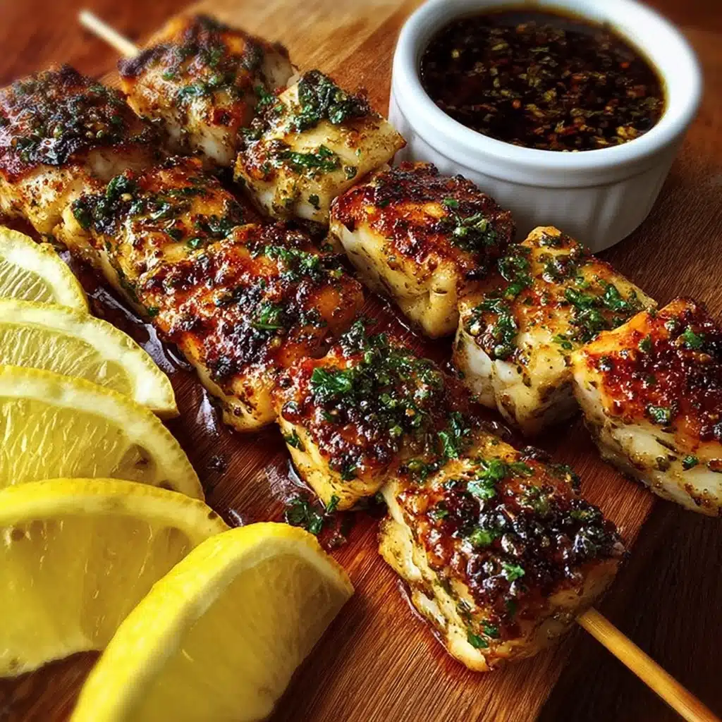 Greek Chicken Souvlaki with Balsamic Garlic Glaze Recipe - Recipe Image