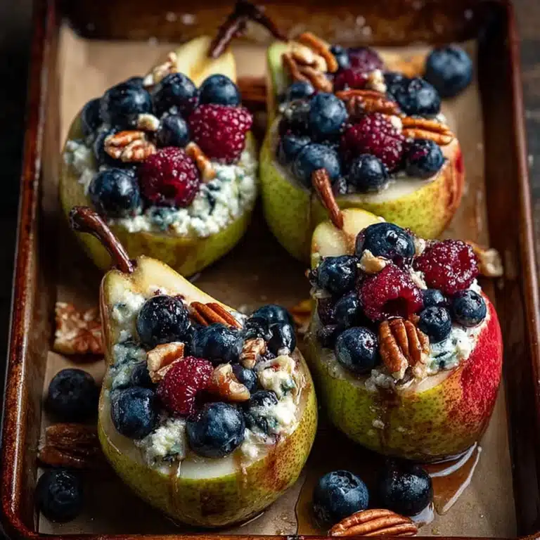 aked Pears with Berries, Honey, Pecans & Blue Cheese Recipe