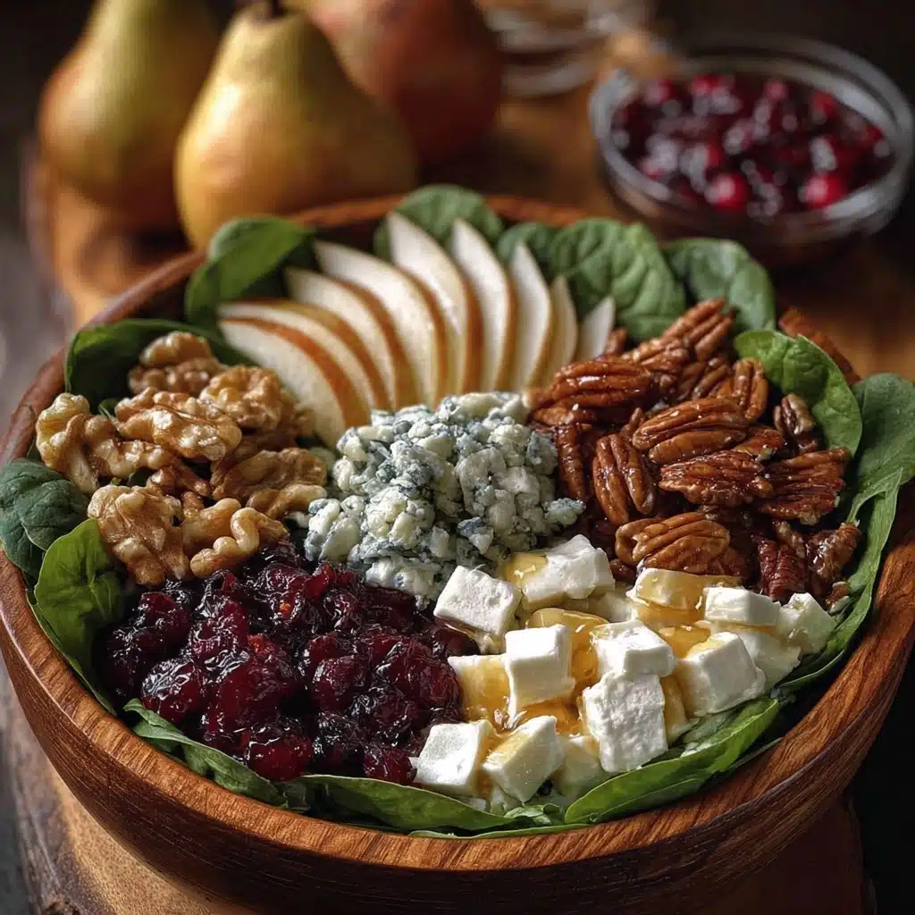 Pear, Brie & Walnut Spinach Salad with Honey Dijon Recipe