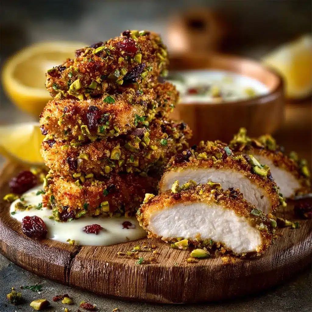 Pistachio-Crusted Chicken with Lemon Yogurt Sauce Recipe - Recipe Image