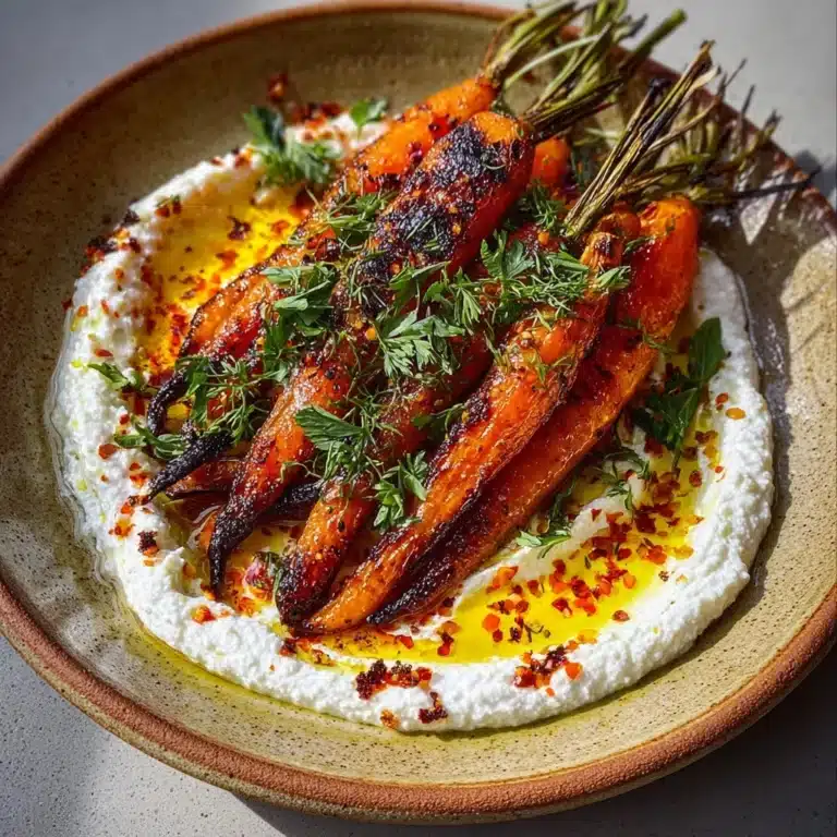 Spread whipped ricotta on a serving plate Recipe