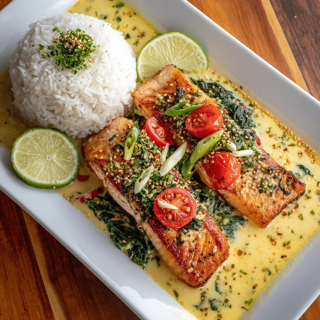 Coconut Curry Salmon with Jasmine Rice Recipe - Recipe Image
