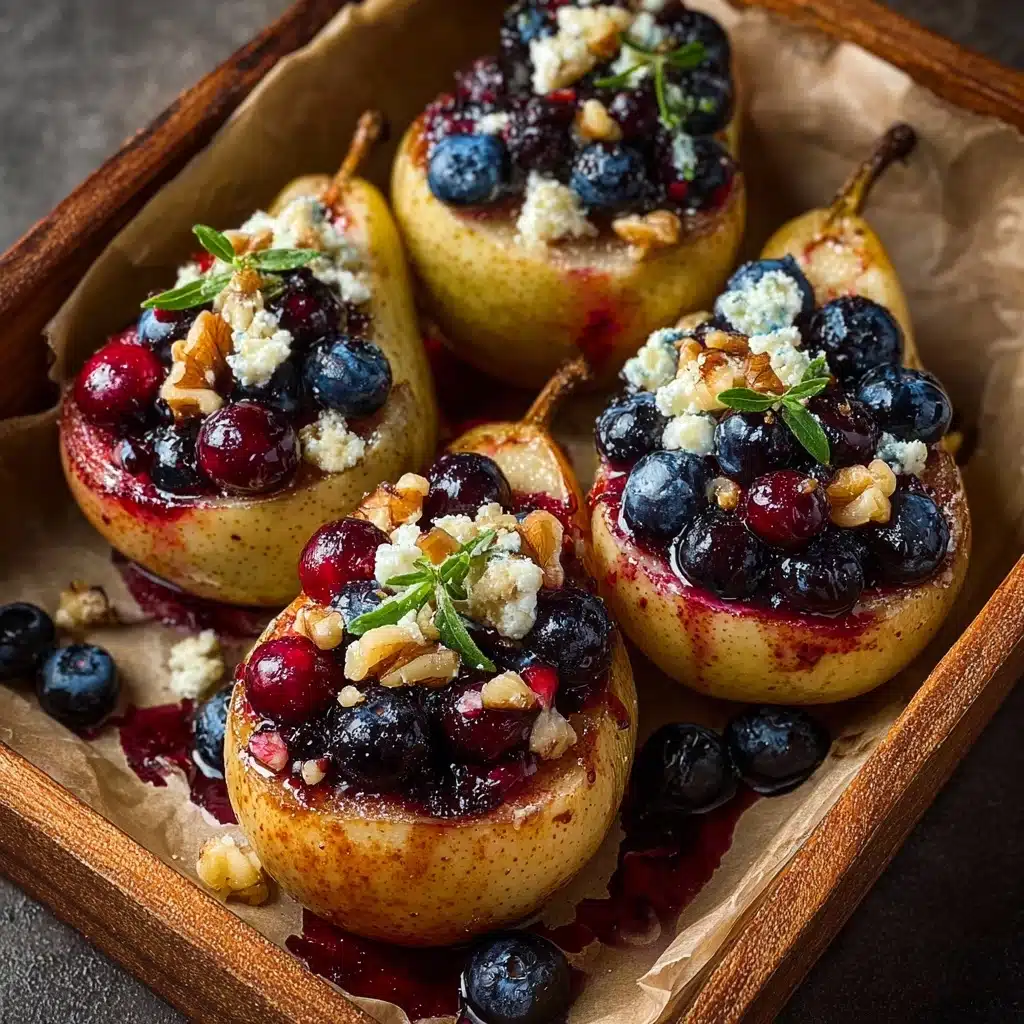 Baked Pears with Berries, Honey, Walnuts & Blue Cheese Recipe