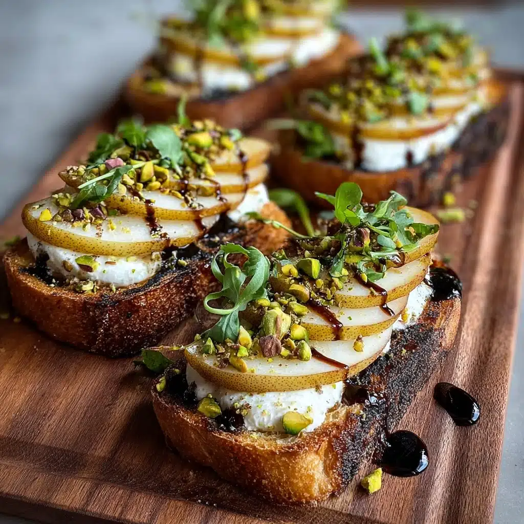 Pear & Pistachio Burrata Toast with Balsamic Glaze Recipe