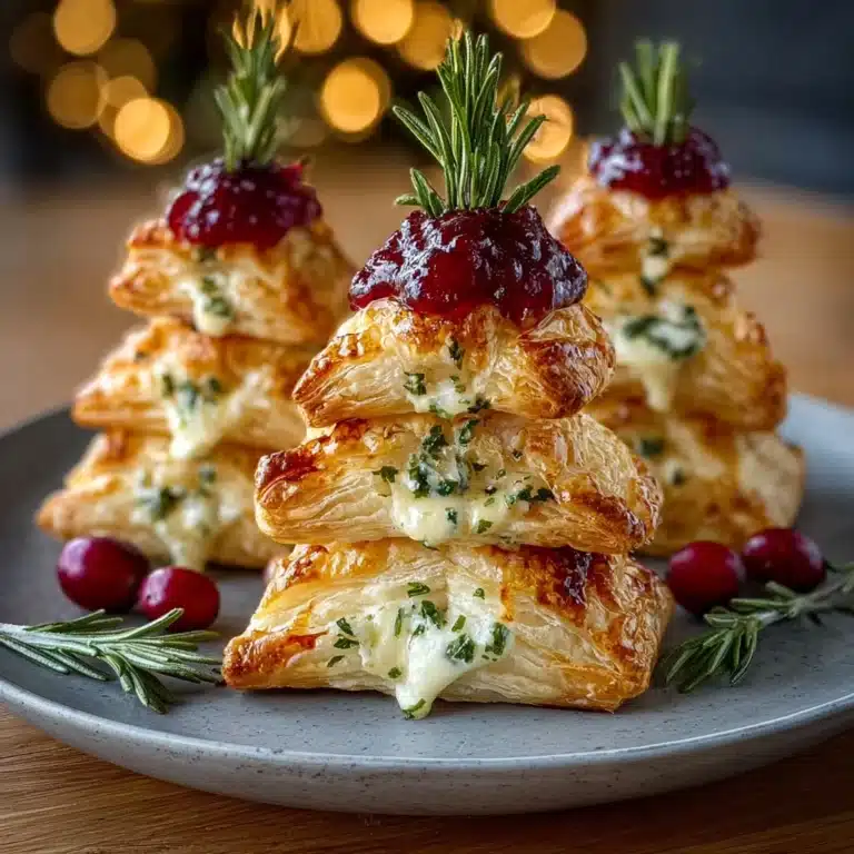 Puff Pastry Trees with Burrata & Cranberry Glaze Recipe
