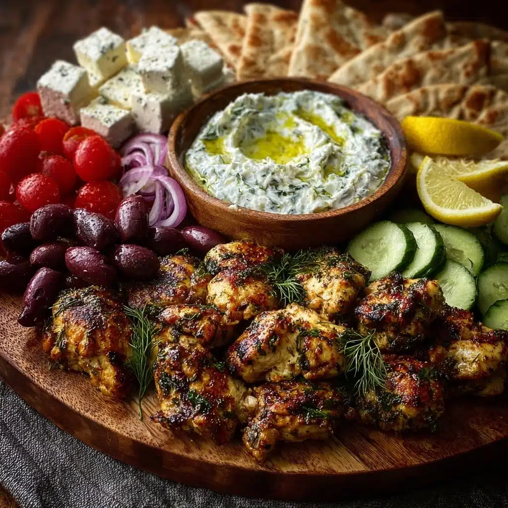 Greek Chicken Souvlaki Grazing Board with Feta Dip Recipe - Recipe Image