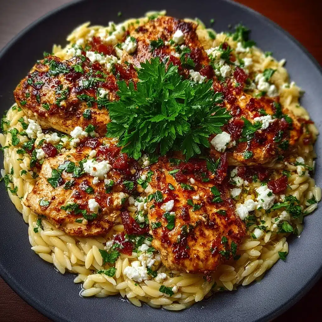 Baked Honey Feta Chicken with Garlic Orzo Recipe - Recipe Image