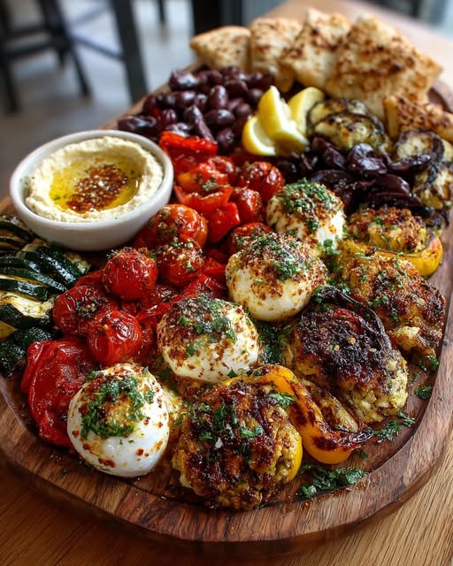 Mediterranean Burrata & Roasted Veggie Board Recipe - Recipe Image
