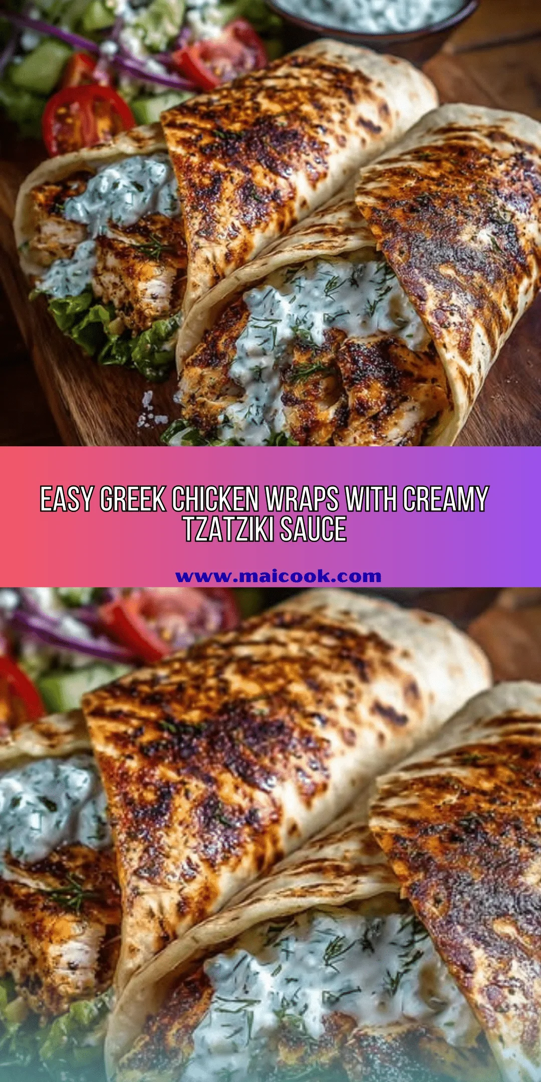 Greek Chicken Wraps with Tzatziki Sauce Recipe - Recipe Image