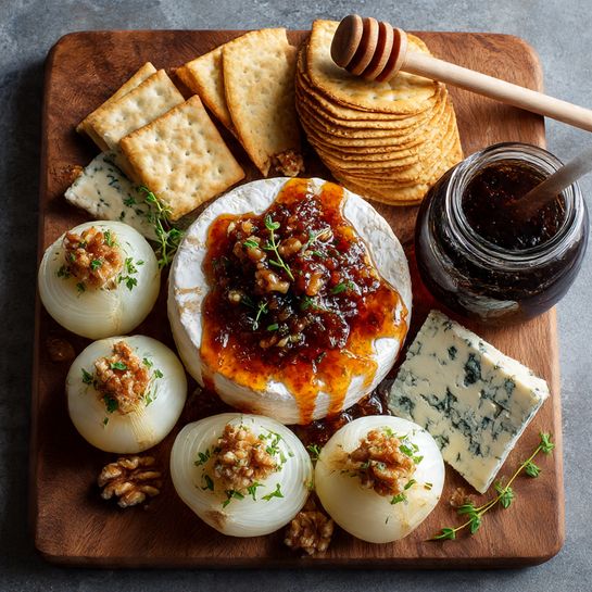 Caramelized Pear & Burrata Board with Fig Honey Drizzle Recipe - Recipe Image