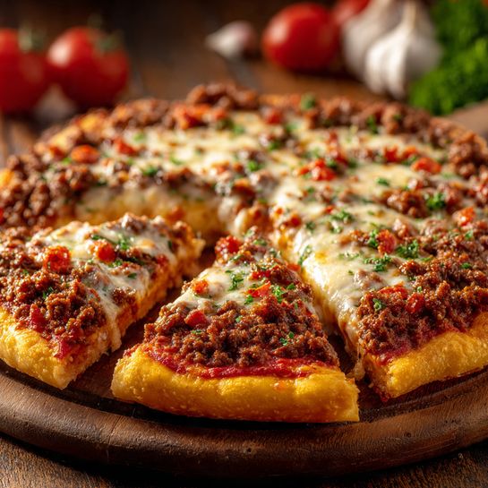 Homemade Christmas Beef Pizza Pie recipe - Recipe Image