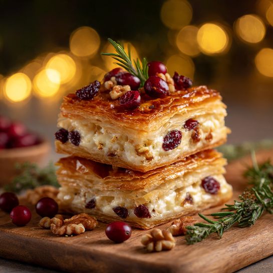Flaky Puff Pastry with Brie, Cranberries & Toasted Walnuts Recipe