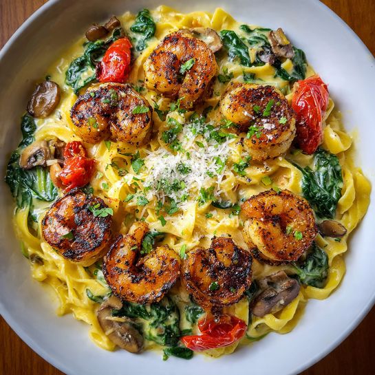 Shrimp Alfredo with Spinach Recipe - Recipe Image