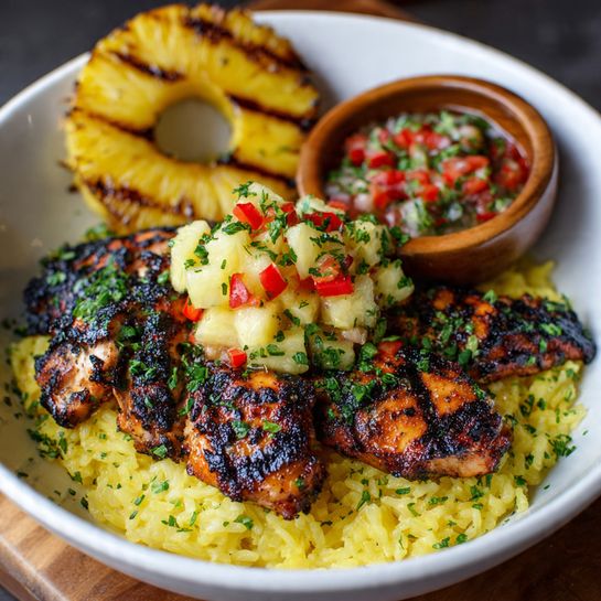 Caribbean Jerk Chicken with Pineapple Salsa Recipe - Recipe Image