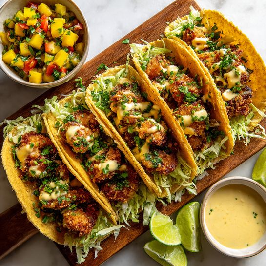Coconut Shrimp Tacos with Mango Salsa Recipe - Recipe Image