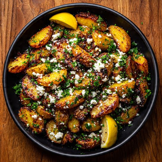 Greek Roast Potatoes with Lemon and Feta Recipe