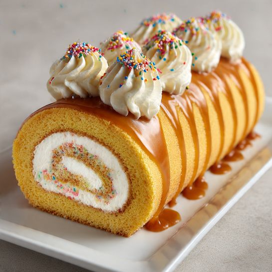Caramel Cream Swiss Roll Recipe - Recipe Image