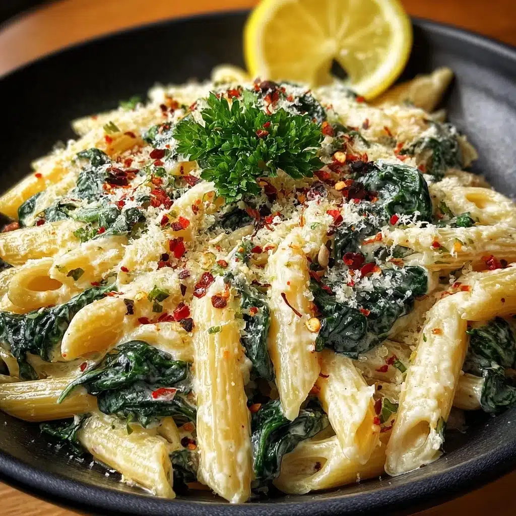 Creamy Lemon Spinach Penne Recipe - Recipe Image