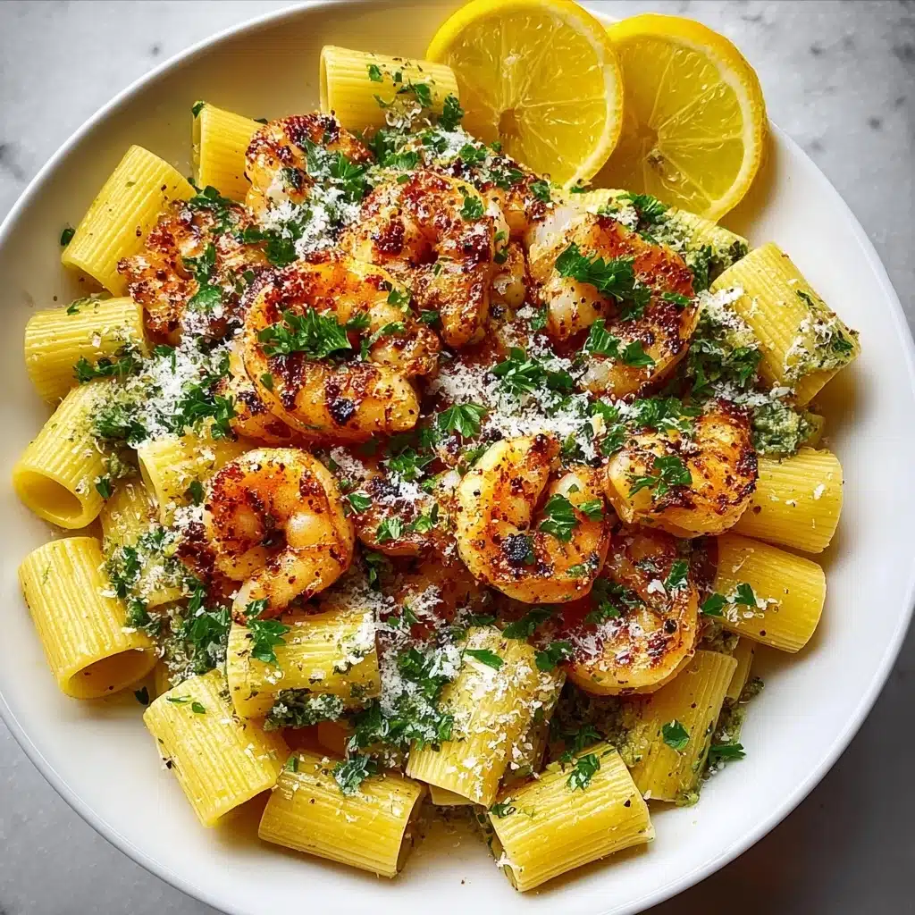 Spicy Pesto Shrimp Rigatoni Recipe - Recipe Image