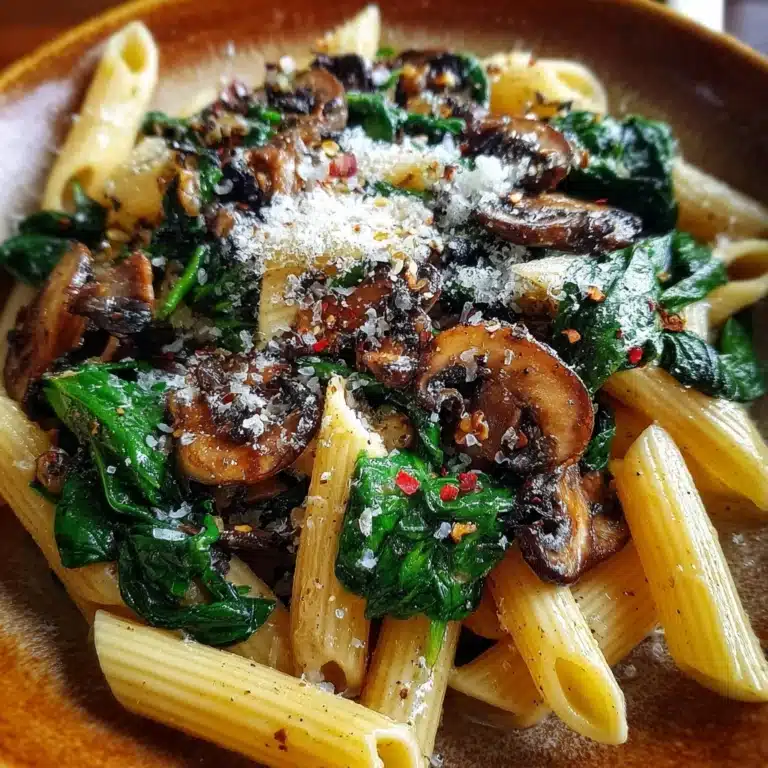 Balsamic Glazed Mushroom & Spinach Pasta Recipe