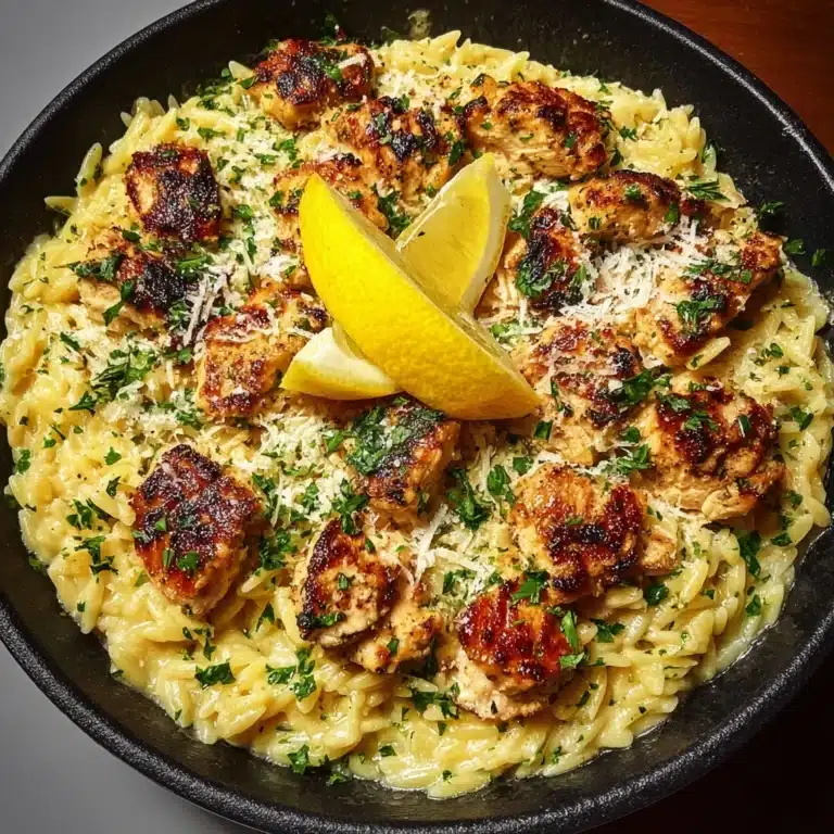 Lemon Garlic Chicken Orzo Skillet Recipe