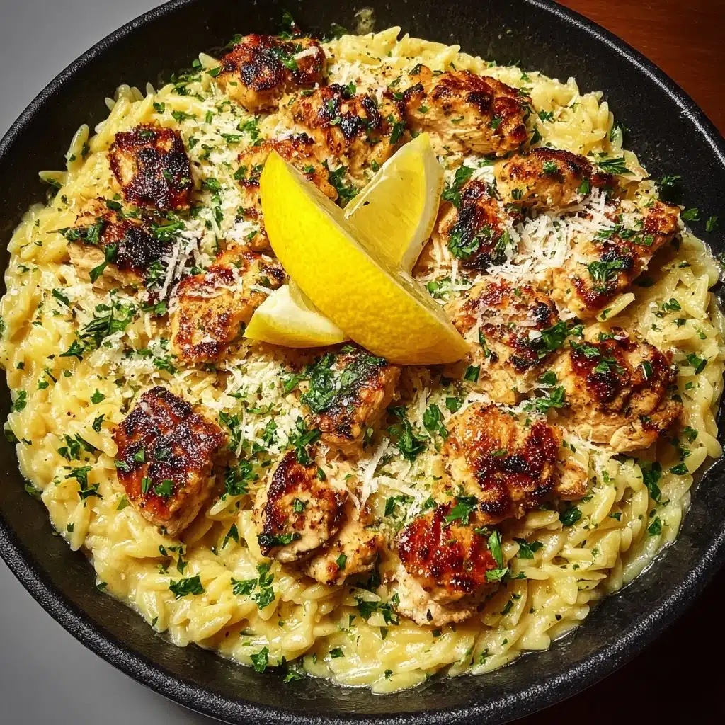 Lemon Garlic Chicken Orzo Skillet Recipe - Recipe Image