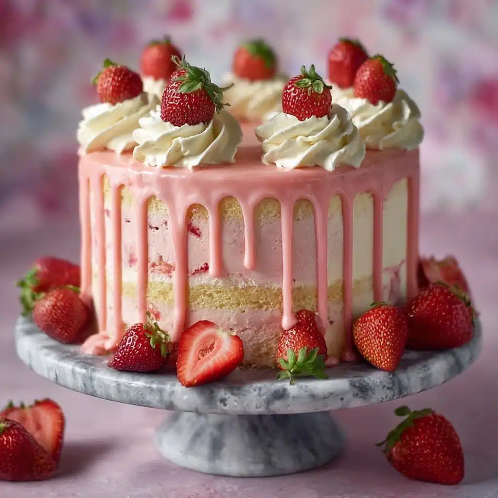 Fresh Strawberry Drip Cake Recipe - Recipe Image